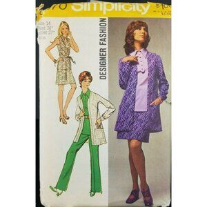 Simplicity 1970 Over blouse Mini-skirt Pants & Jacket Pattern #8870 Vintage
